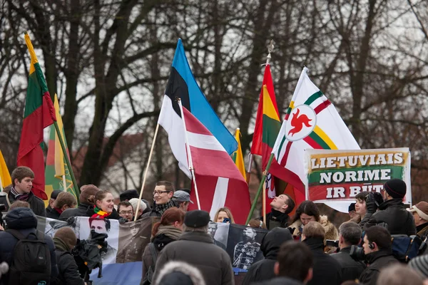 Milhares de pessoas reúnem-se num comício nacionalista em Vilnius — Fotografia de Stock