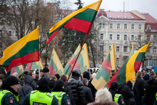 Tysięcy ludzi gromadzą się w nacjonalistycznych rajd w Wilnie — Zdjęcie stockowe