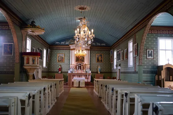 Duokiskis Lituania Agosto 2021 Interior Iglesia Madera Santa Ana Pequeño —  Fotos de Stock