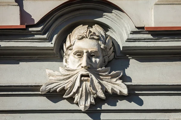 Relief Sur Façade Vieux Bâtiment Ornement Mascaron Sur Rue Didzioji — Photo