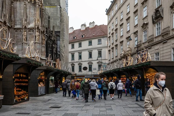 Vídeň Rakousko Listopadu 2021 Tradiční Vánoční Trh Stephansplatz Vedle Stephansdom — Stock fotografie