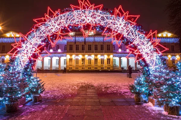 Вильнюс Литва Декабря 2020 Ночной Вид Президентский Дворец Вильнюсе Литва — стоковое фото