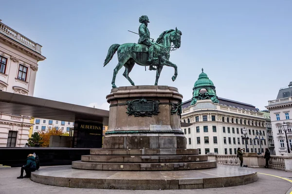 Wien Österrike November 2021 Kejsar Franz Joseph Monument Nära Albertina — Stockfoto