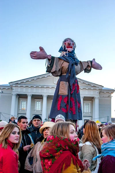 Vilnius Litauen Februar 2005 Die Menschen Feiern Usgawenes Faschingsdienstag Das — Stockfoto