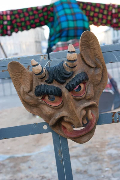 Vilnius Litauen Februar 2005 Traditionelle Hölzerne Teufelsmaske Die Während Der — Stockfoto