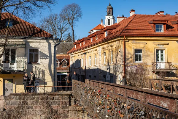 Vilnius Litva Února 2022 Okolí Uzupis Nejmenší Čtvrť Vilniusu Také — Stock fotografie