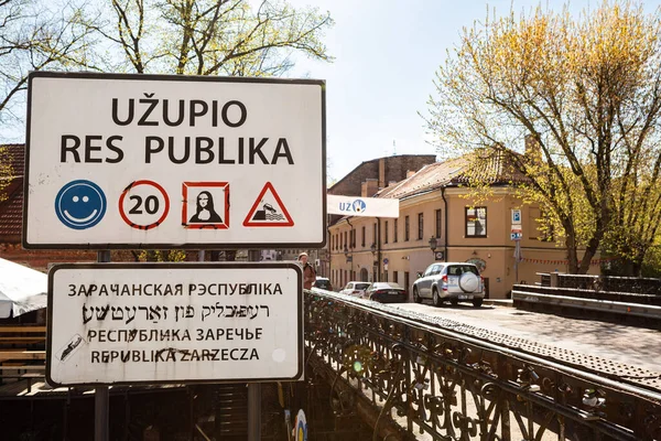 Vilnius Lithuania May 2022 Republic Uzupis Sign Uzupis District Vilnius — Stockfoto