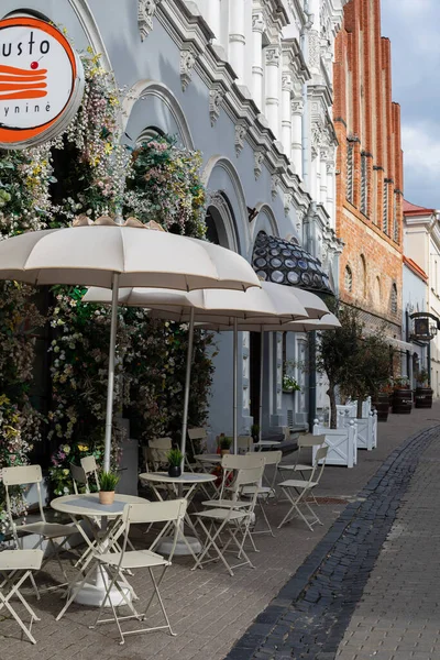 Vilnius Lithuania June 2022 Empty Street Cafe Ausros Vartu Street — Stock Photo, Image