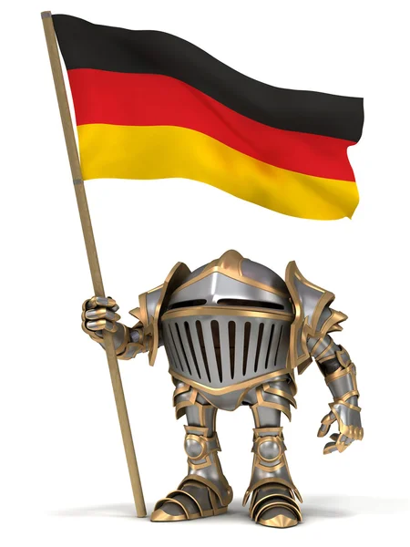 Ιππότης με γερμανική σημαία — Φωτογραφία Αρχείου