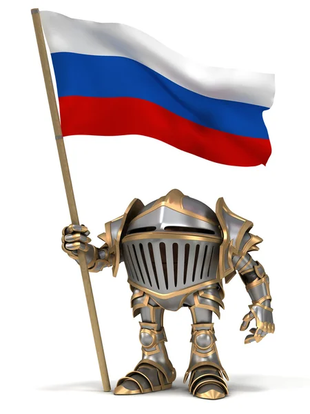 Рыцарь с российским флагом — стоковое фото