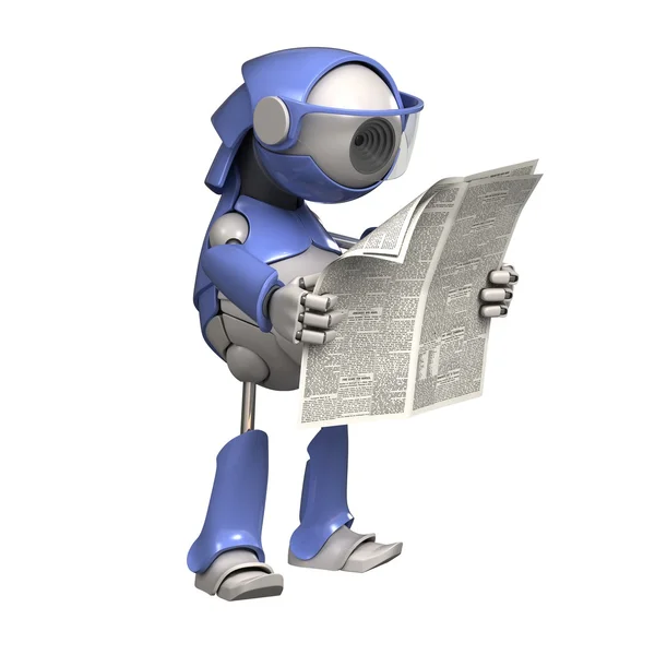 Robot leest een krant — Stockfoto