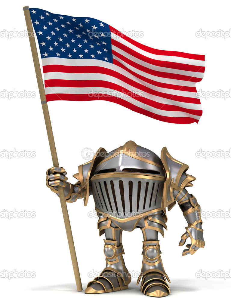 Knight with USA flag