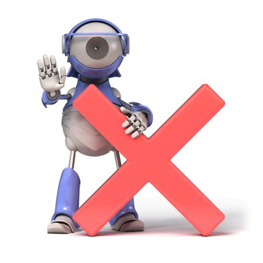 Cancel icon and robot clipart