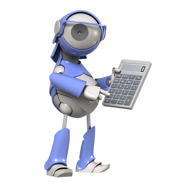 Robot with calculator — Stock Photo, Image