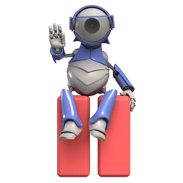 Pause icon and robot — Stock Photo, Image
