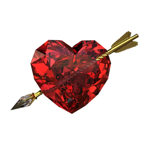 Diamond heart and arrow — Stock Photo, Image