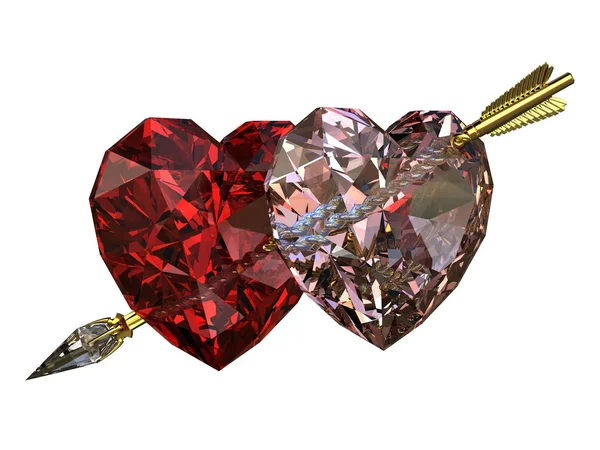 Diamant Herzen und Pfeile — Stockfoto