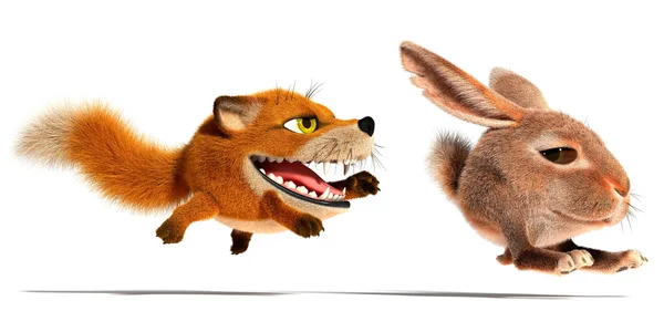 Fox and Rabbit — Stock Photo, Image