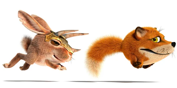 Fox and Rabbit — Stock Photo, Image