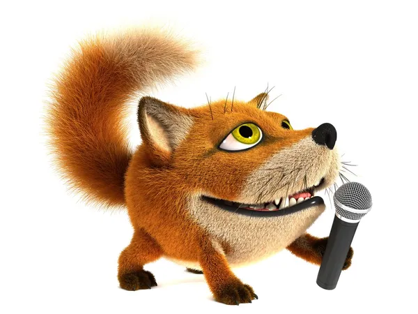 Fox met microfoon — Stockfoto