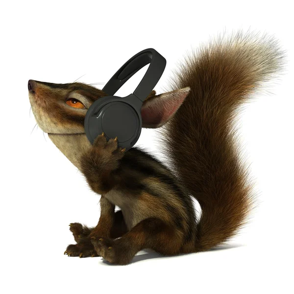 Squirrel in the headphones — Stock Photo, Image