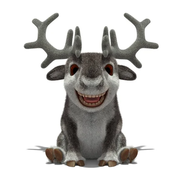 Rendering Cartoon Funny Reindeer — Stock Photo, Image