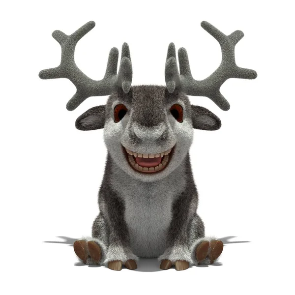 3D渲染卡通滑稽驯鹿 免版税图库照片