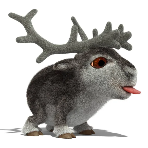 Rendering Cartoon Funny Reindeer Stock Photo