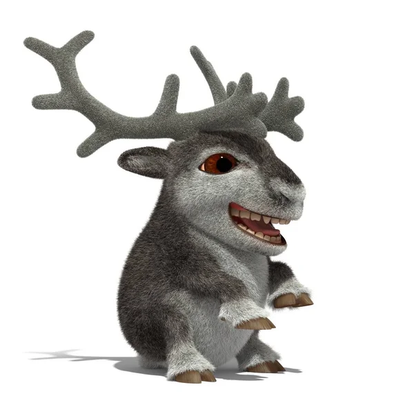 Rendering Cartoon Funny Reindeer Stock Image