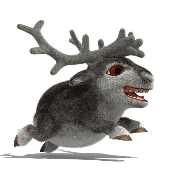 Rendering Cartoon Funny Reindeer Stock Photo