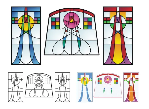 Art Deco padrões de vitrais —  Vetores de Stock