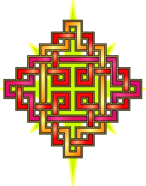 Triplo nodo quadrato disegno tribale — Vettoriale Stock
