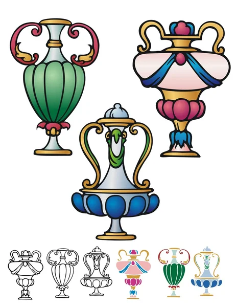Ornamental urns illustration — Stock Vector