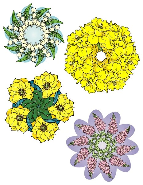 Flocos de flores — Vetor de Stock