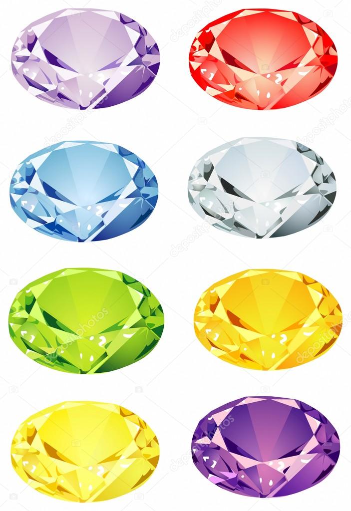 Brilliant Cut gems in different colors