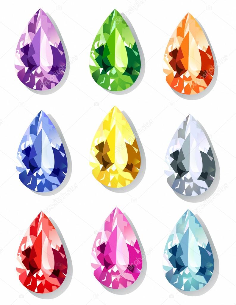 Pear Cut gems in different colors