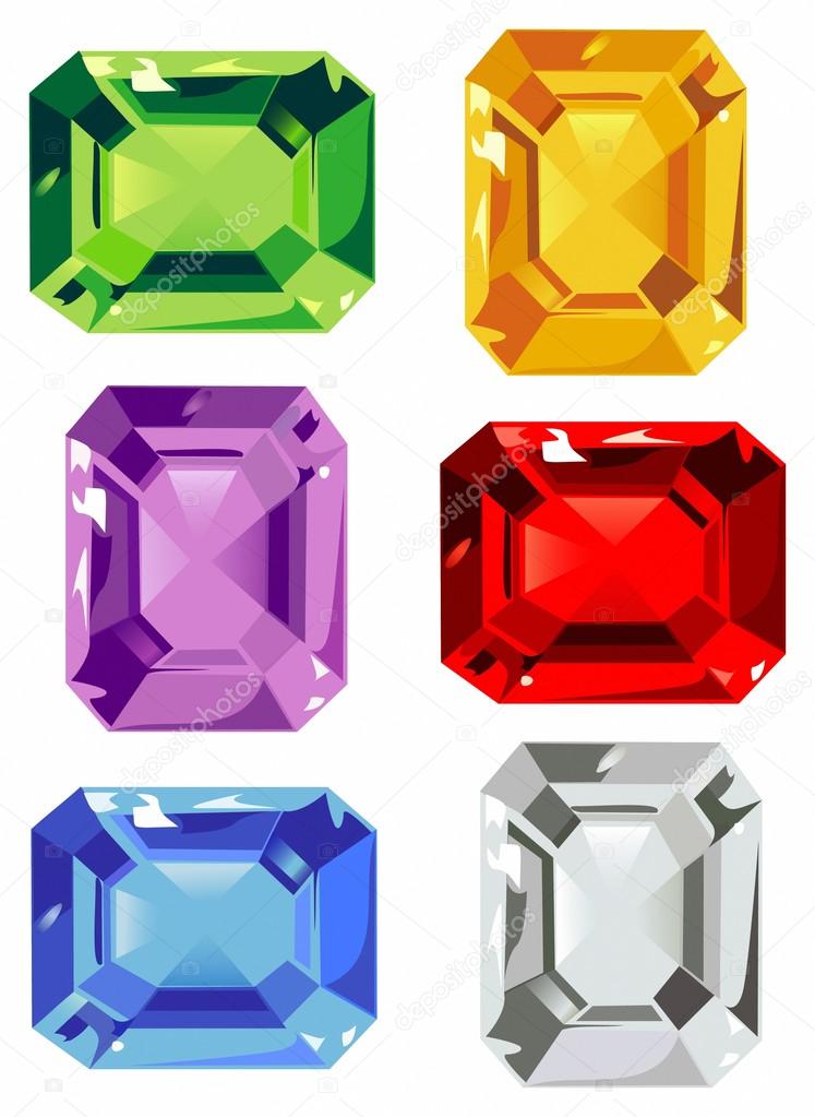 Cut gems in different colors