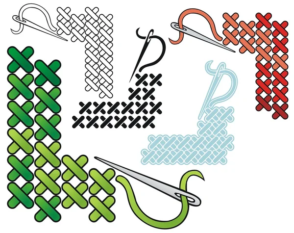 十字のステッチのコーナー — ストックベクタ