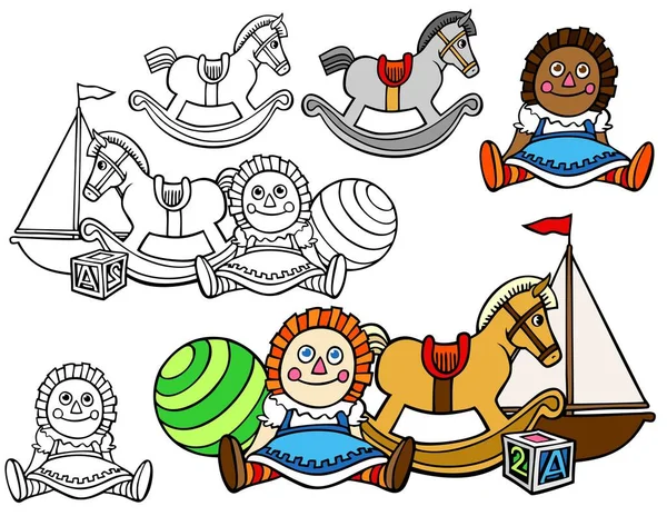 Traditional Toys Alternates Black Outline Versions — Stock Vector