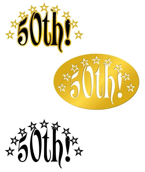 50Th Aniversário Emblema Aniversário Com Variações Bônus — Vetor de Stock