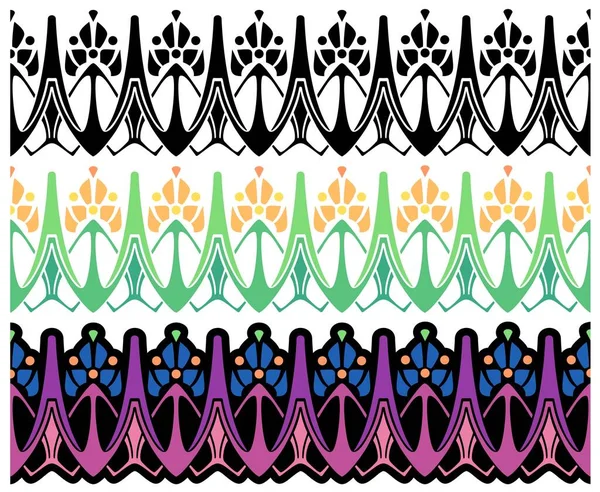 Art Nouveau Style Border Design Bonus Variations — Archivo Imágenes Vectoriales