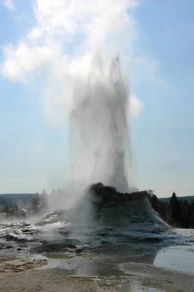 Castle Geyser Erupting Yellowstone National Park —  Fotos de Stock