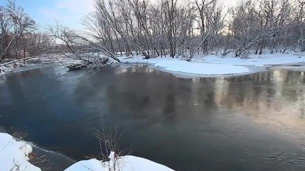 Kishwaukee řeka zimní scéna — Stock video