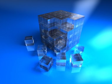 Blue glassy cube clipart