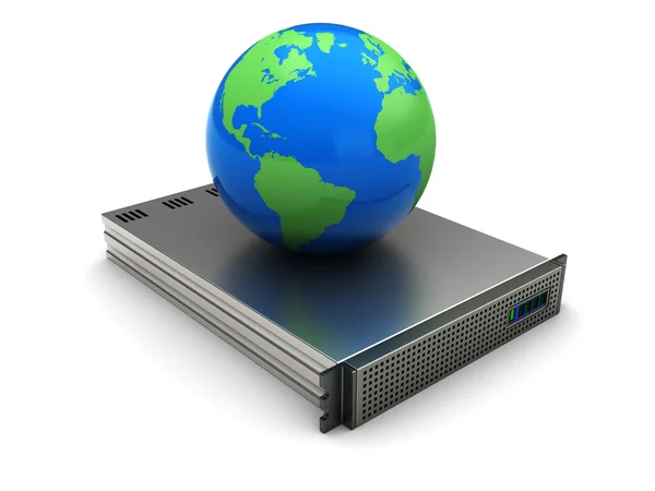 Planet over server — Stock Photo, Image