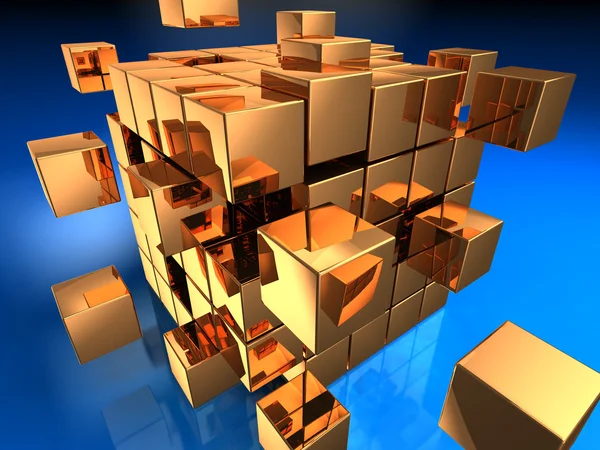 Golden cube — Stock Photo, Image