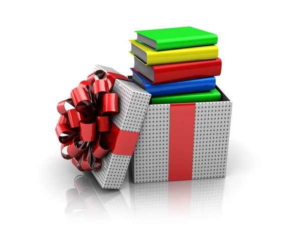 Caja de regalo con libros — Foto de Stock