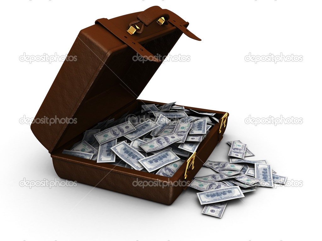 Leather Suitcase Full Of Money Stock Illustration - Download Image