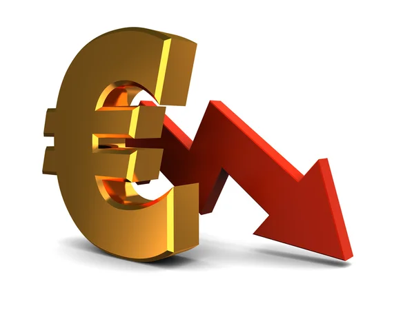 Gráfico de queda do euro — Fotografia de Stock