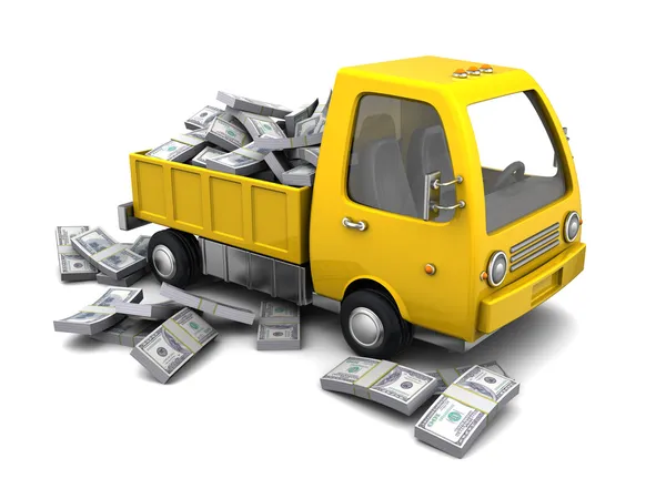 Truck full of money — Stock Photo, Image
